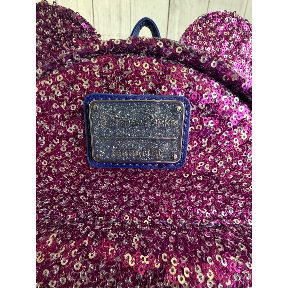 Disney  Loungefly Purple Sequin Confetti Castle Mini Backpack 50th Anniversary - Picture 3 of 10